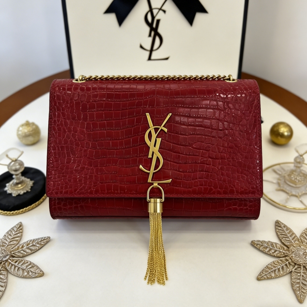 YSL Kate Tassel Leather Bag in Red